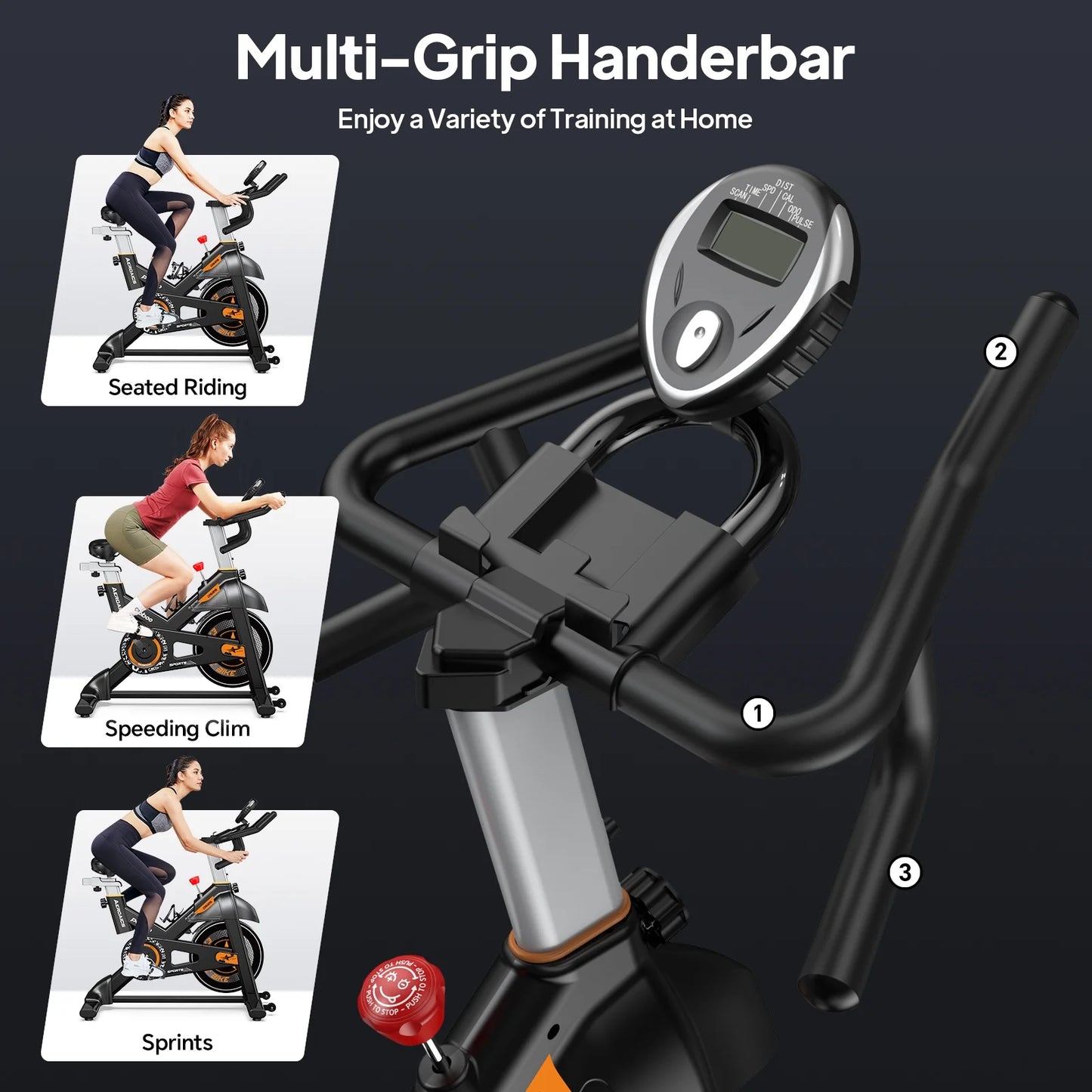 Indoor Cardio Exercise Bikes Stationary Cycling Bicycles with Comfortable Seat Cushion for Home Workout Weight up to 350 Lbs