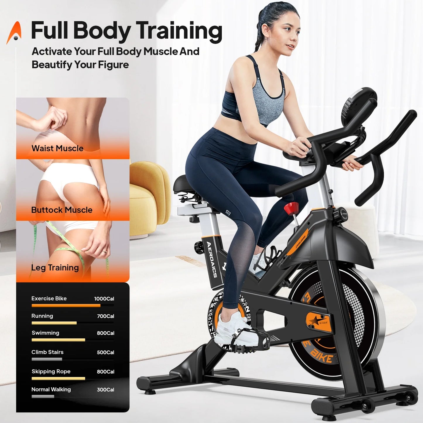 Indoor Cardio Exercise Bikes Stationary Cycling Bicycles with Comfortable Seat Cushion for Home Workout Weight up to 350 Lbs