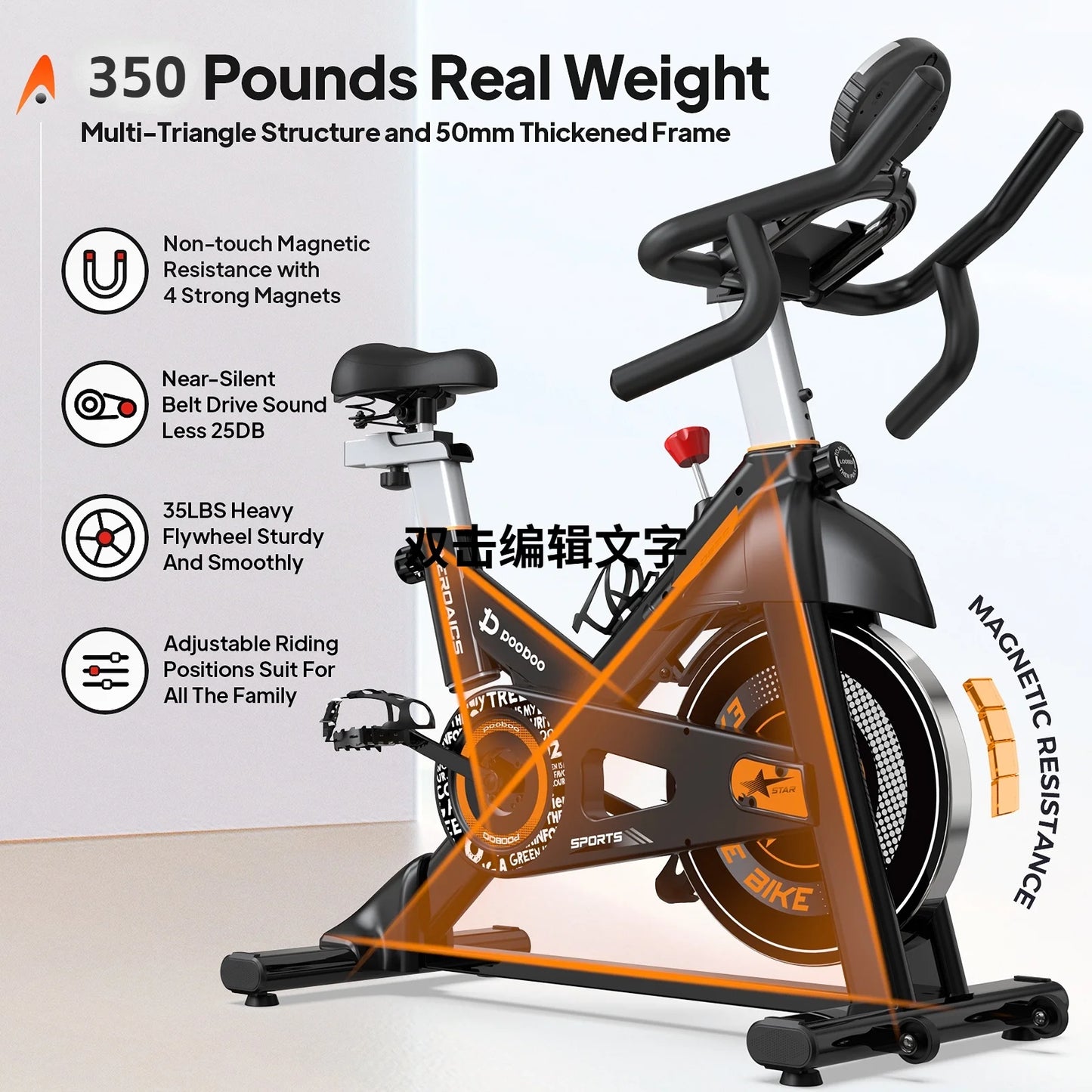Indoor Cardio Exercise Bikes Stationary Cycling Bicycles with Comfortable Seat Cushion for Home Workout Weight up to 350 Lbs